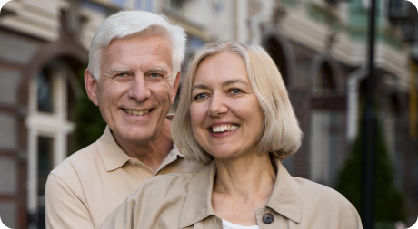Older couple walking together